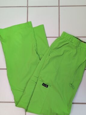 koi Bright Lime Cargo Scrub Pants